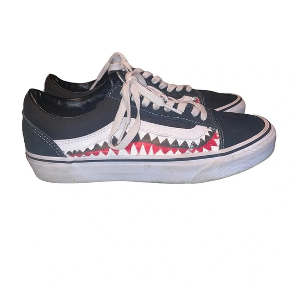 Vans Shoes - VANS Shark Teeth Custom Painted Old Skool Shoes Men’s Size 7 Women’s Size 8.5